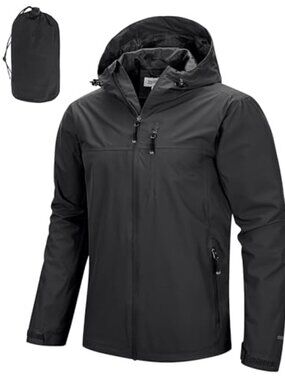 Men's Packable Waterproof Rain Jacket with Hood